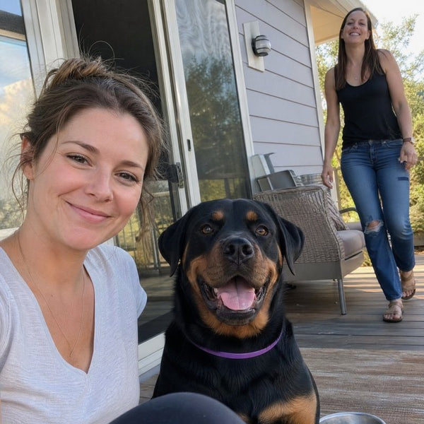 Sophia G. from Phoenix, AZ with their dog wearing a CollarZen collar and their dog wearing CollarZen