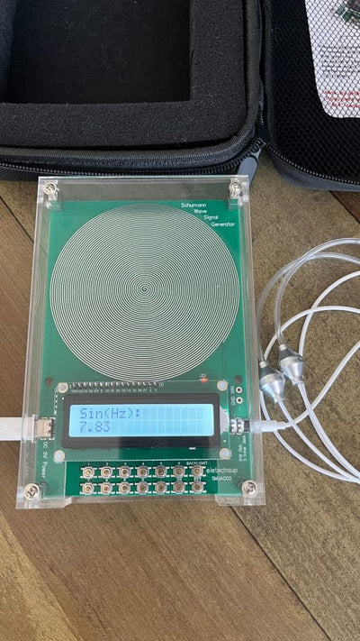 Device with case and earphones
